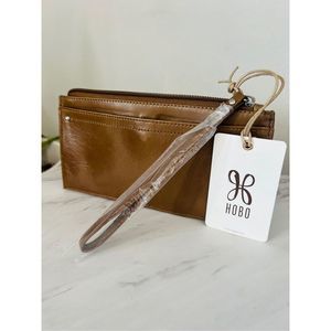 Hobo Kimi Leather Card Stacker Case Wallet Clutch, Mink, Brown/Beige, NWT